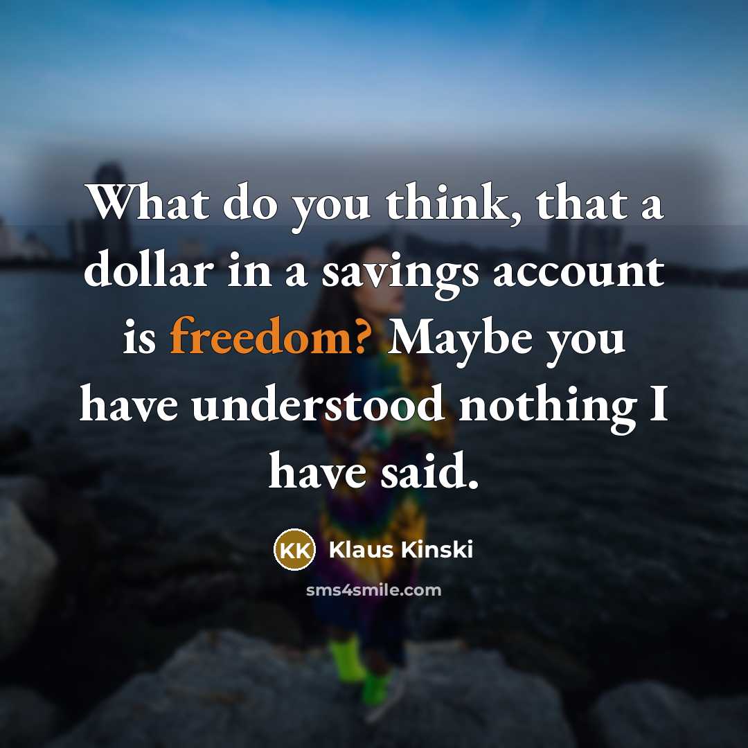 “What do you think, that a dollar in a savings…” quote by Klaus Kinski