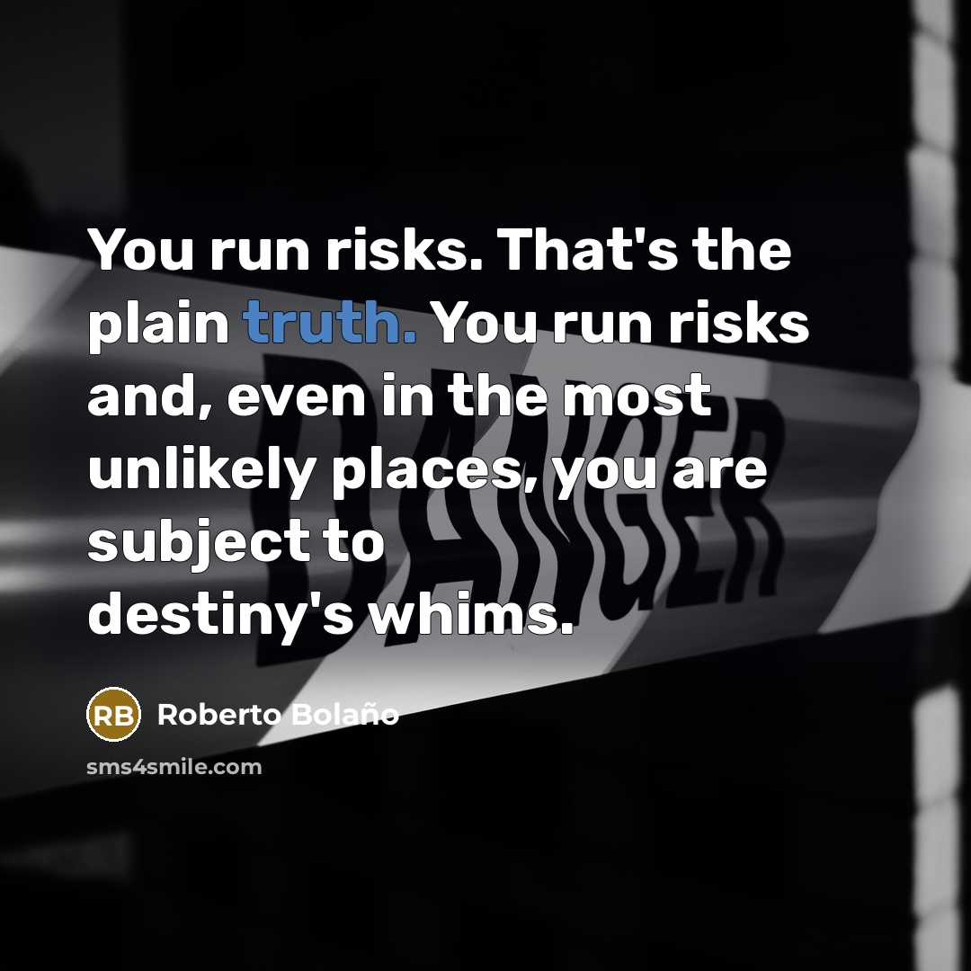 “You run risks. That's the plain truth. You run risks…” quote by Roberto Bolano