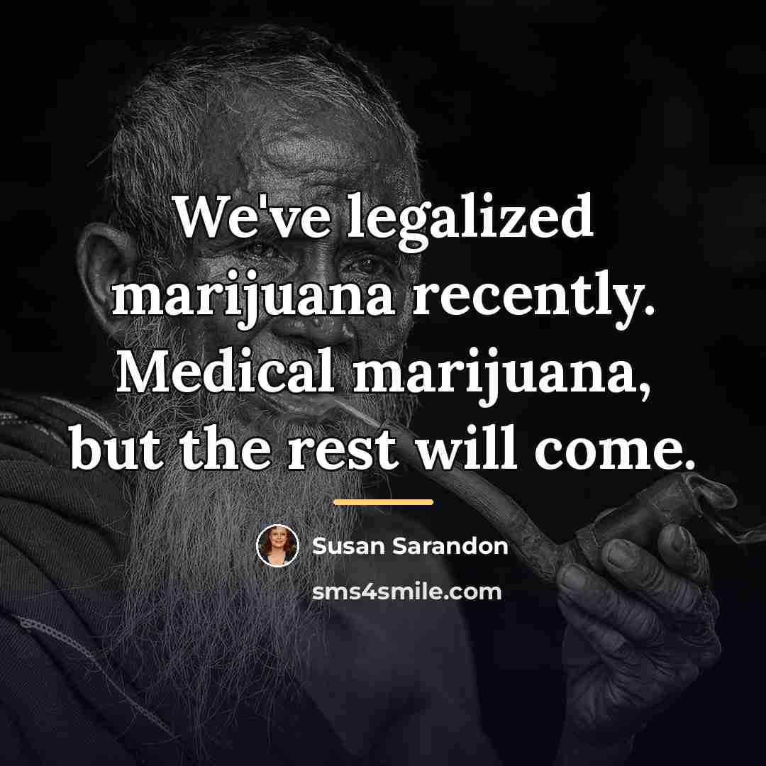 “We've legalized marijuana recently. Medical marijuana, but the rest will…” quote by Susan Sarandon