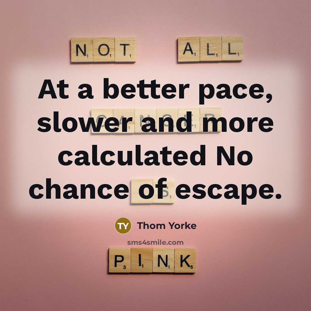 “At a better pace, slower and more calculated No chance…” quote by Thom Yorke