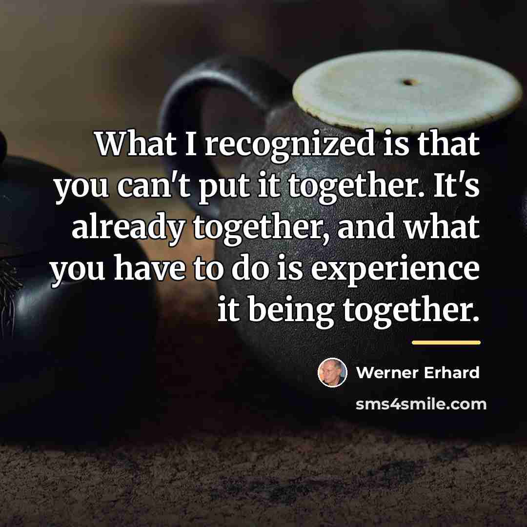“What I recognized is that you can't put it together.…” quote by Werner Erhard