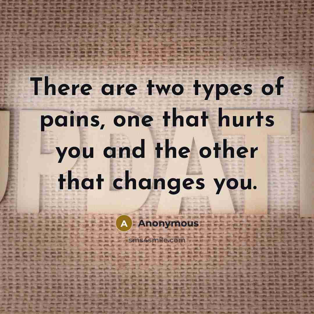 “There are two types of pains, one that hurts you…” quote by Anonymous