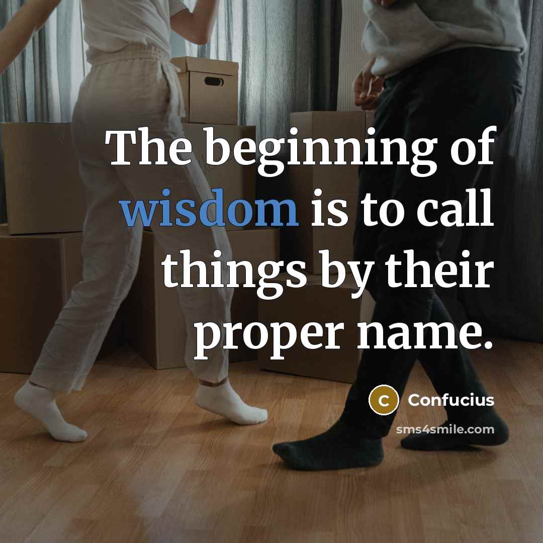 “The beginning of wisdom is to call things by their proper name.” quote by Confucius
