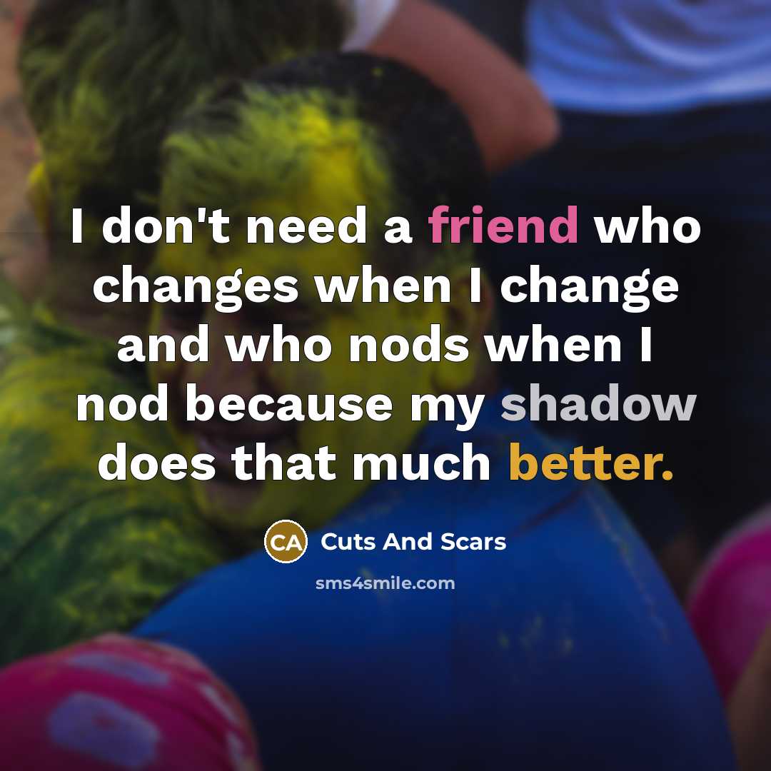 “I don't need a friend who changes when I change and who nods when I nod because my shadow does that much better.” quote by Cuts And Scars