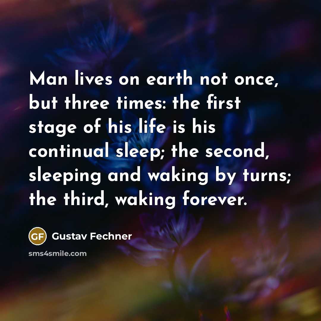 “Man lives on earth not once, but three times: the…” quote by Gustav Fechner