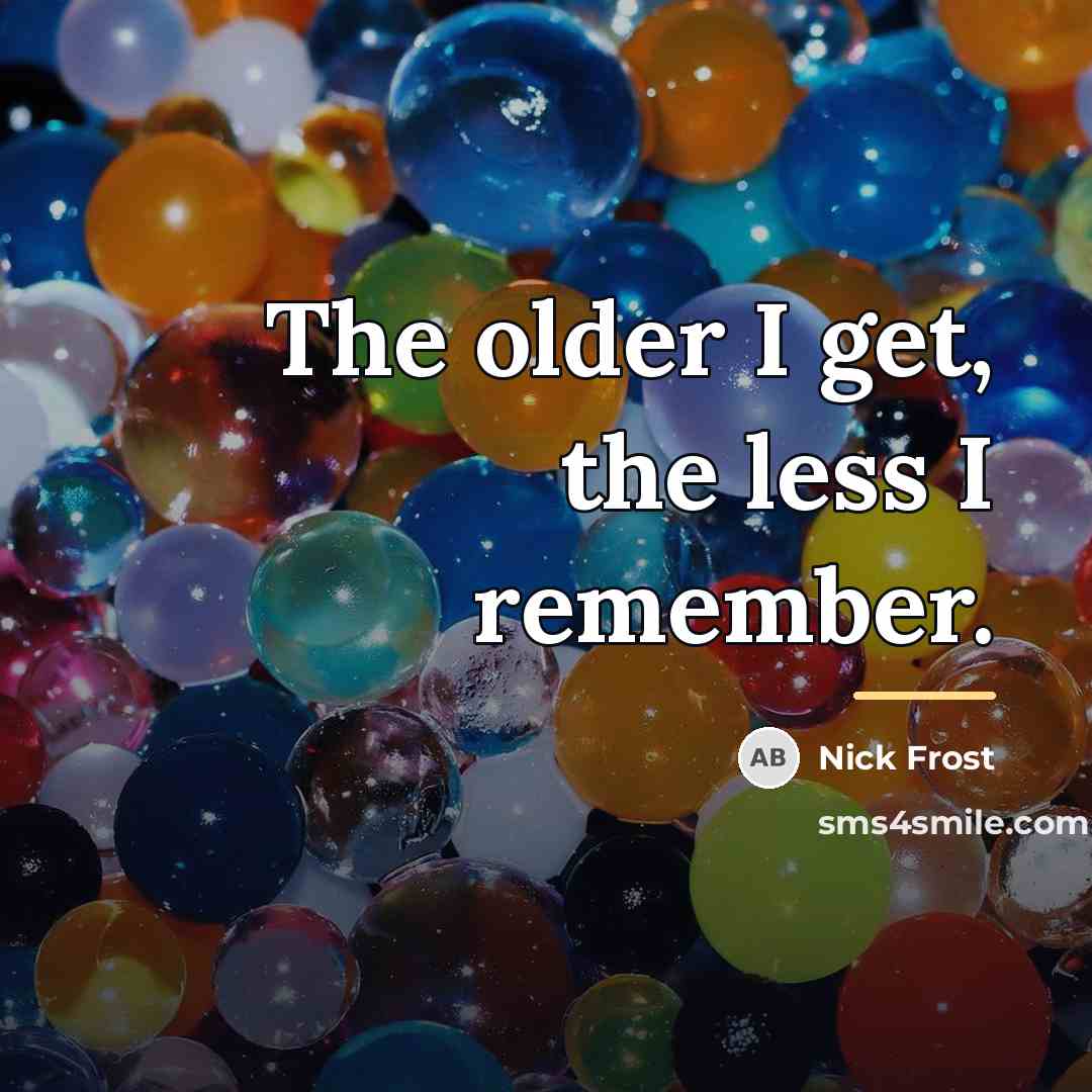 “The older I get, the less I remember.…” quote by Nick Frost
