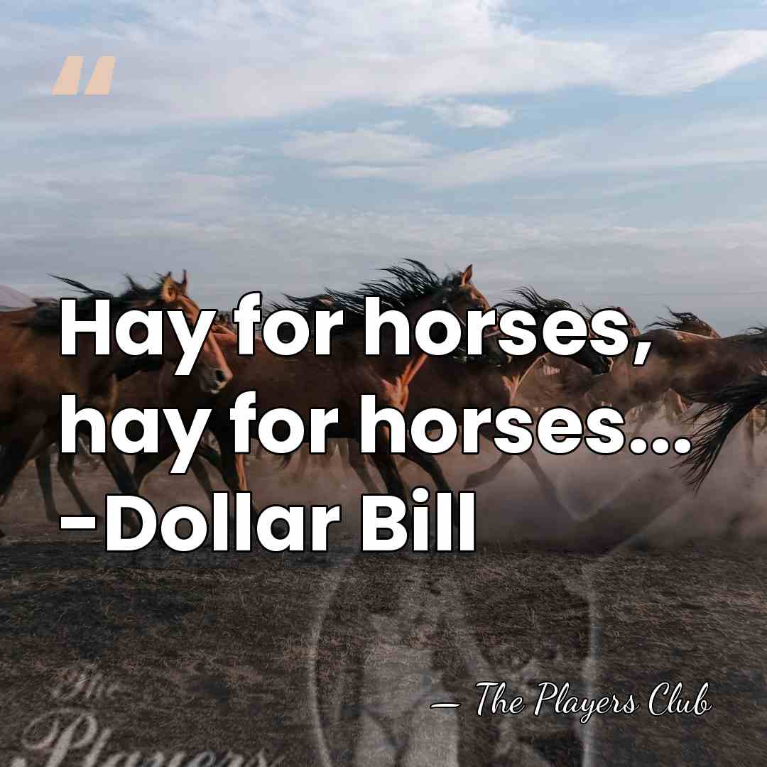 Hay for horses, hay for horses... -Dollar Bill - The Players Club