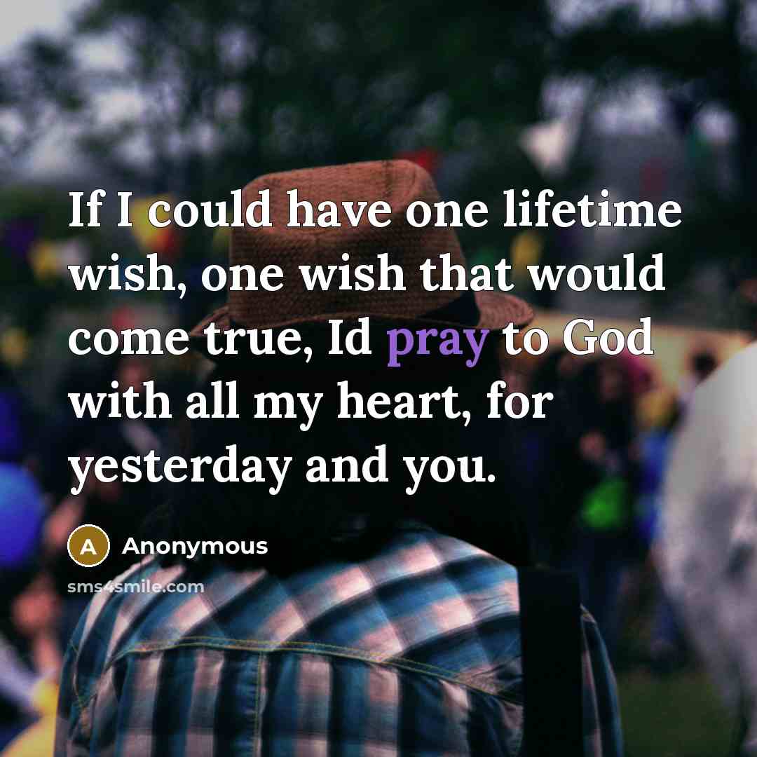 “If I could have one lifetime wish, one wish that…” quote by Anonymous