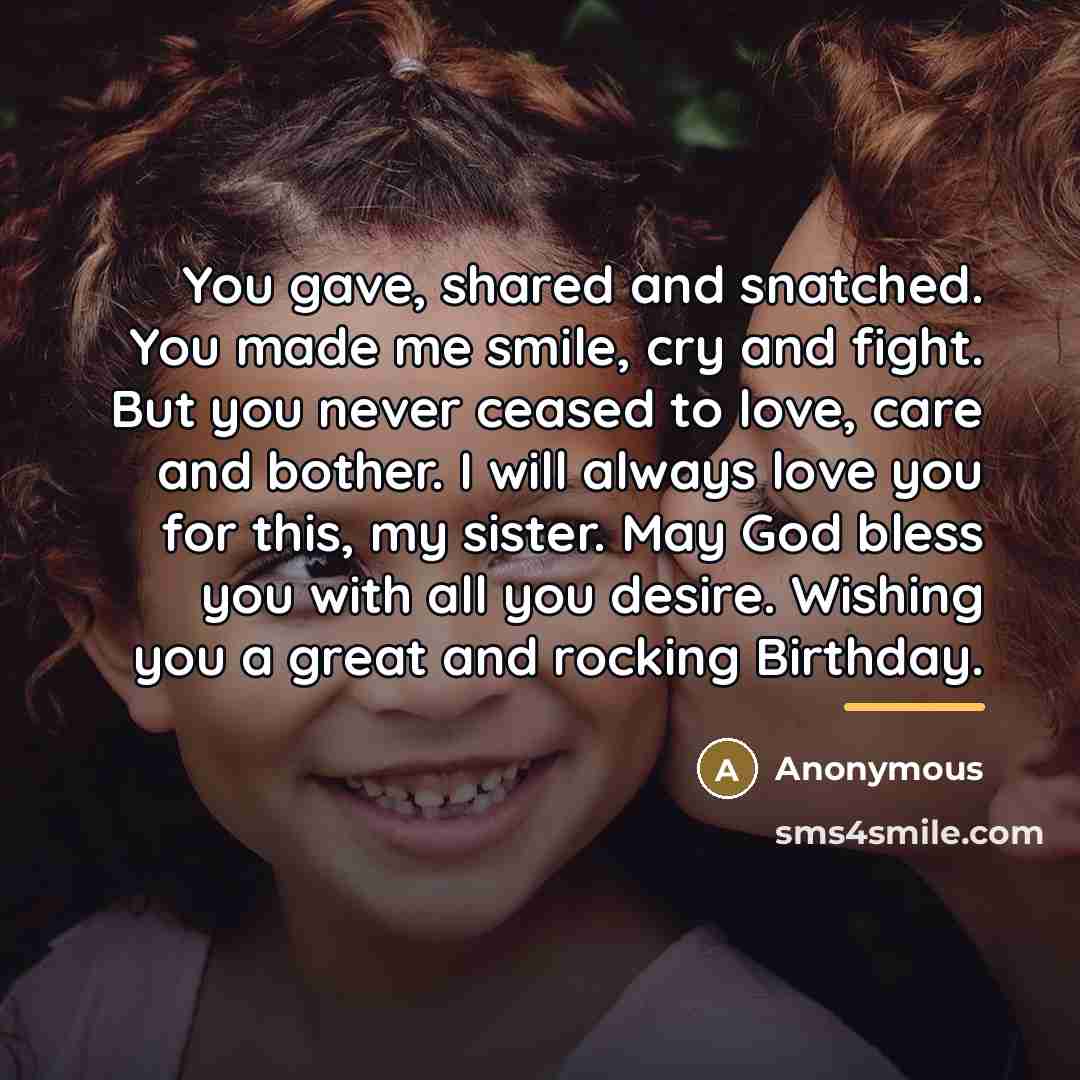 “You gave, shared and snatched. You made me smile, cry…” quote by Anonymous