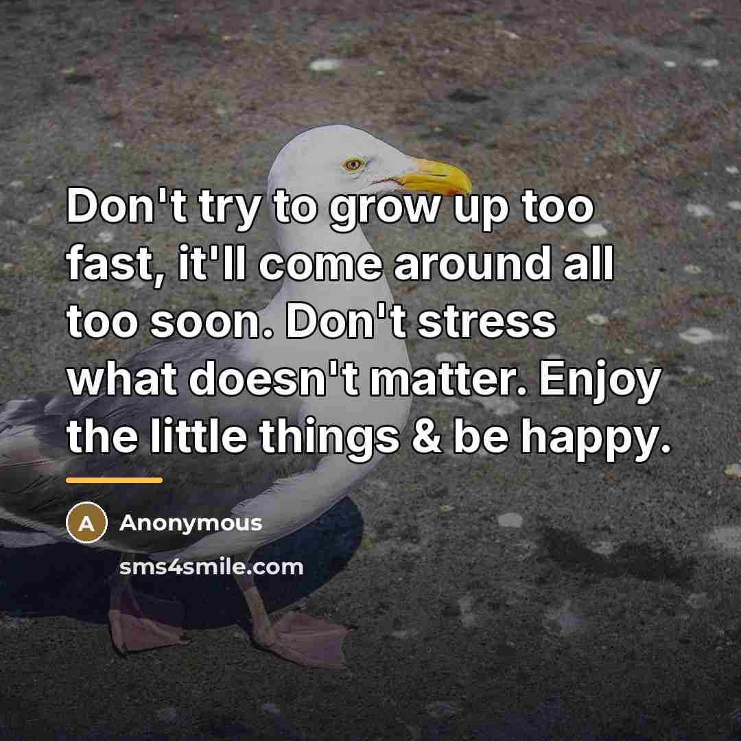 “Don't try to grow up too fast, it'll come around…” quote by Anonymous