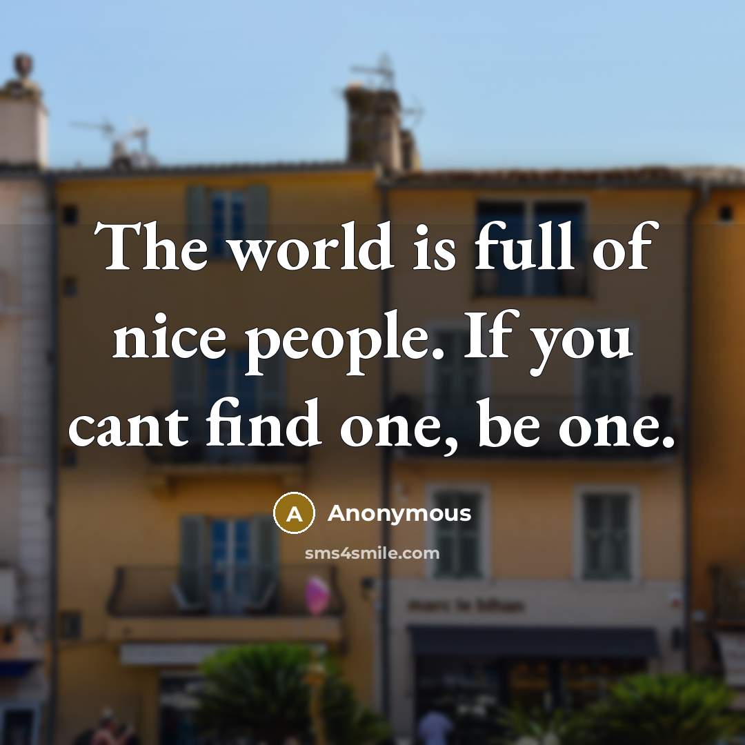 “The world is full of nice people. If you cant…” quote by Anonymous