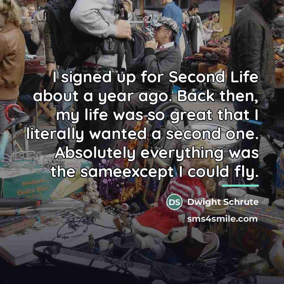 “I signed up for Second Life about a year ago.…” quote by Dwight Schrute
