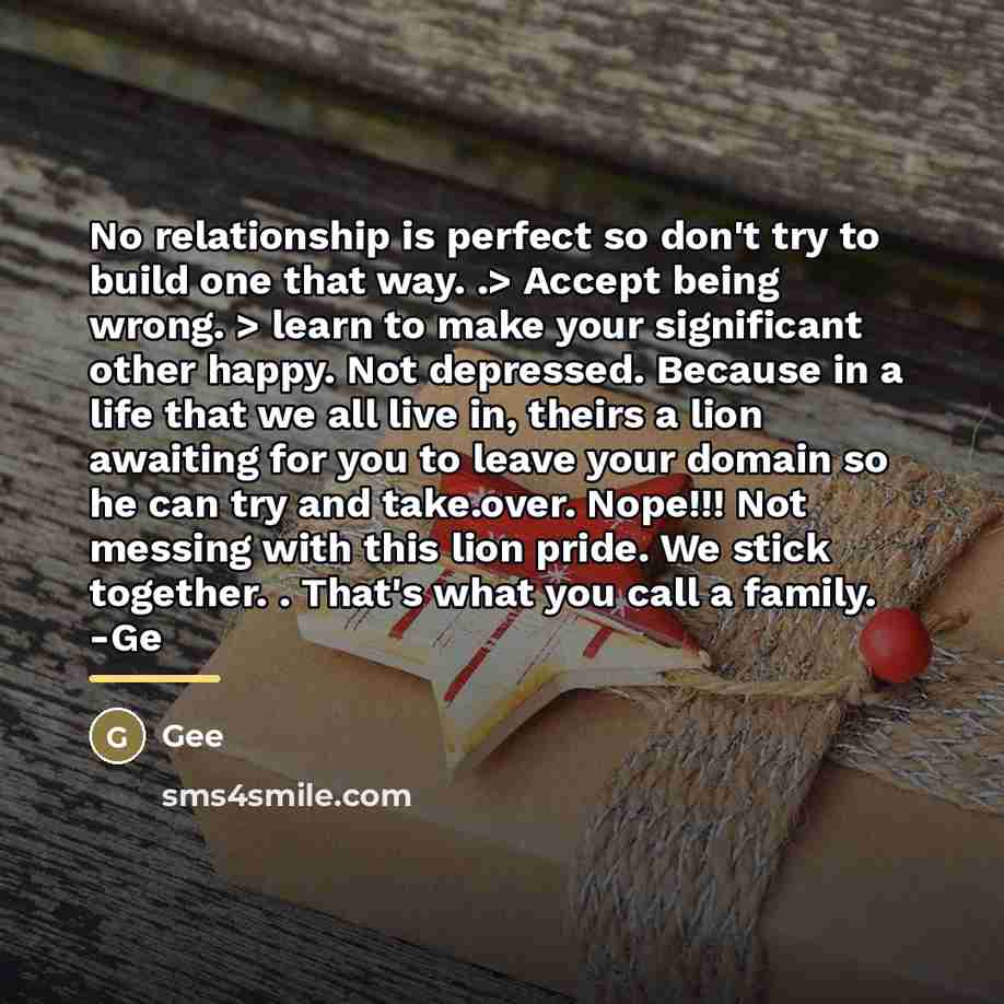 “No relationship is perfect so don't try to build one…” quote by Gee