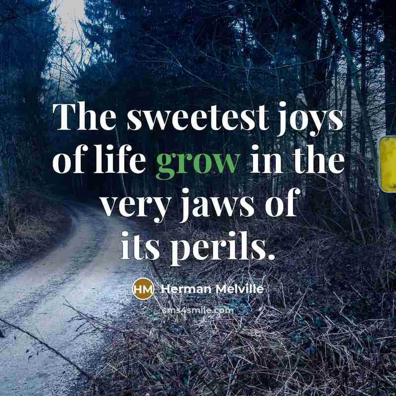 “The sweetest joys of life grow in the very jaws…” quote by Herman Melville