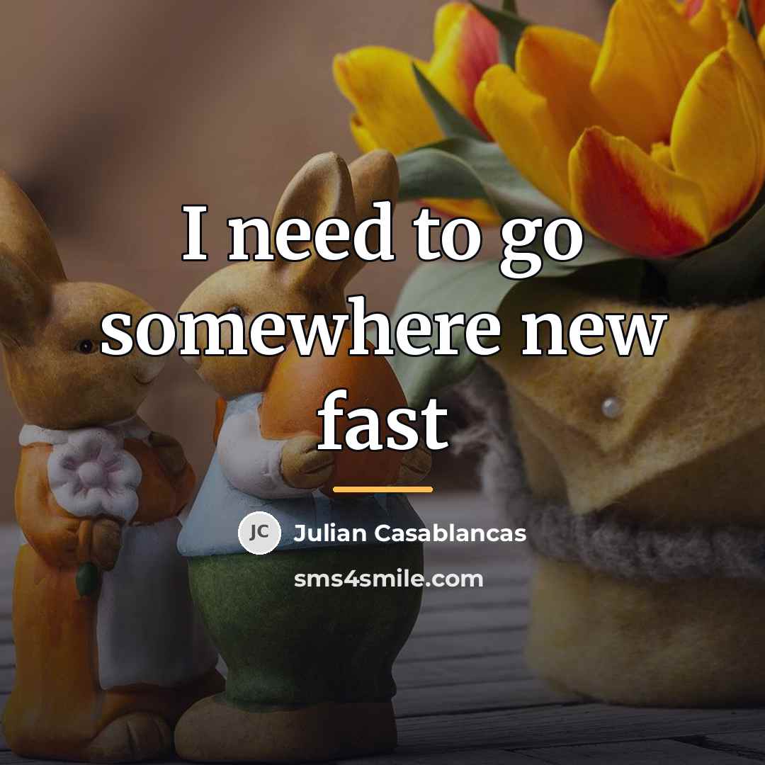 “I need to go somewhere new fast…” quote by Julian Casablancas