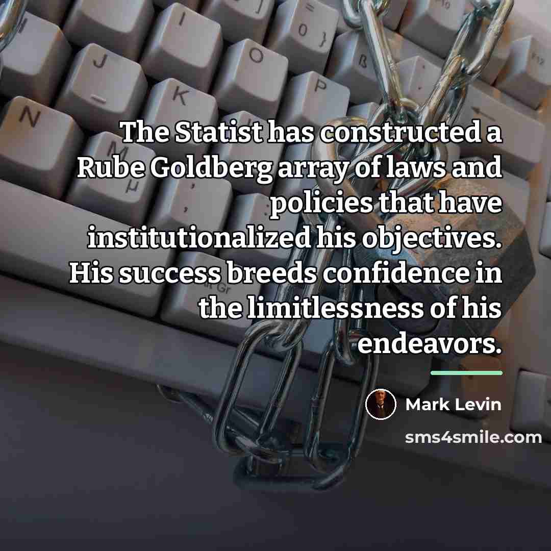 “The Statist has constructed a Rube Goldberg array of laws…” quote by Mark Levin