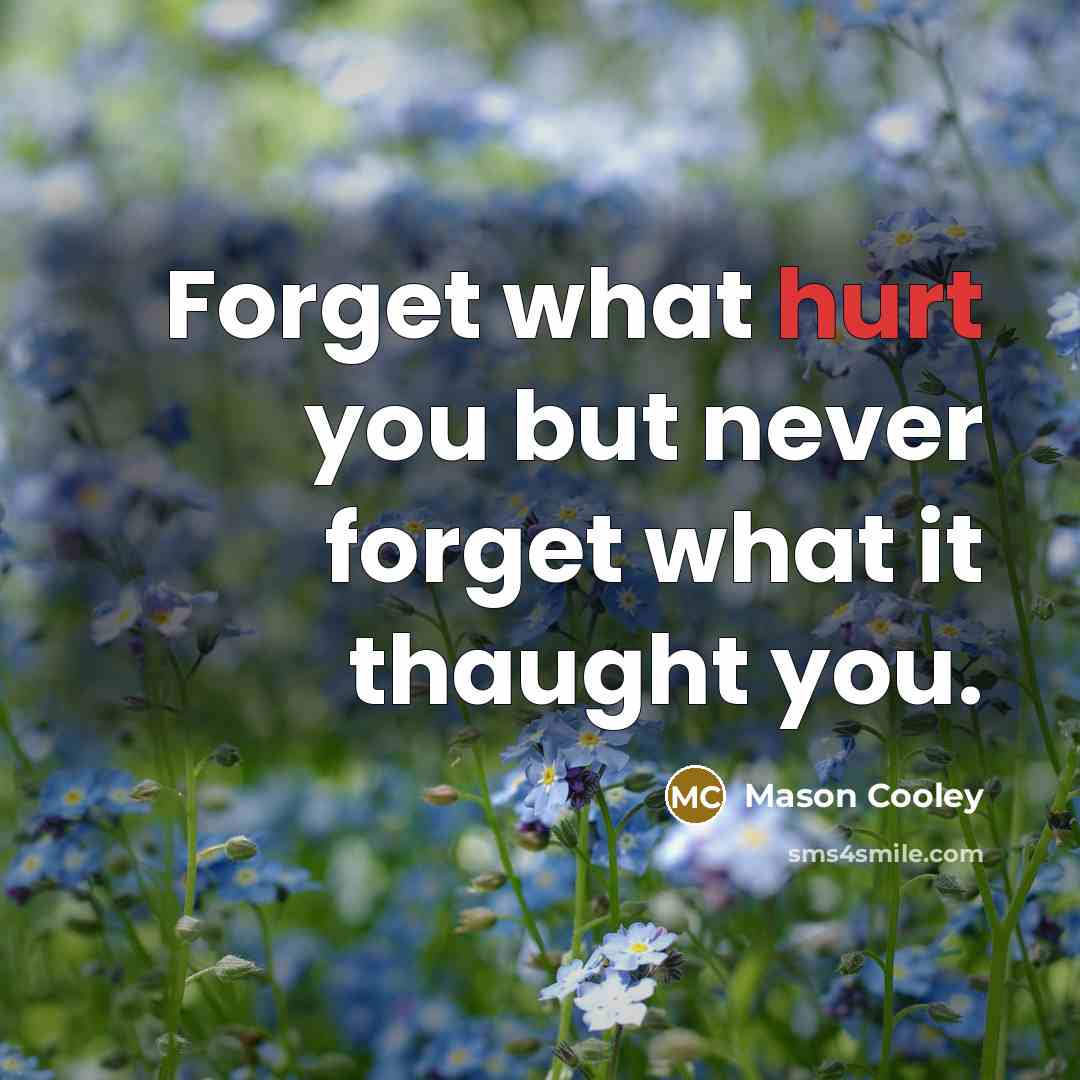 “Forget what hurt you but never forget what it thaught…” quote by Mason Cooley