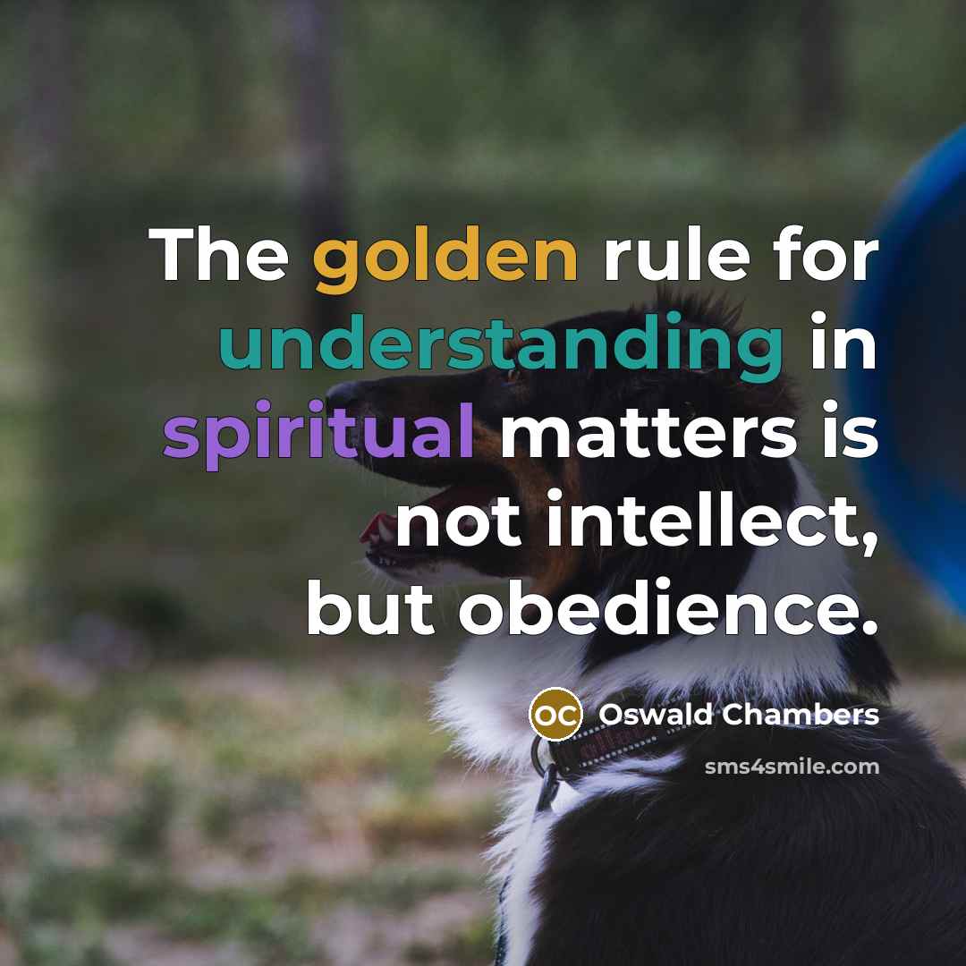 “The golden rule for understanding in spiritual matters is not…” quote by Oswald Chambers