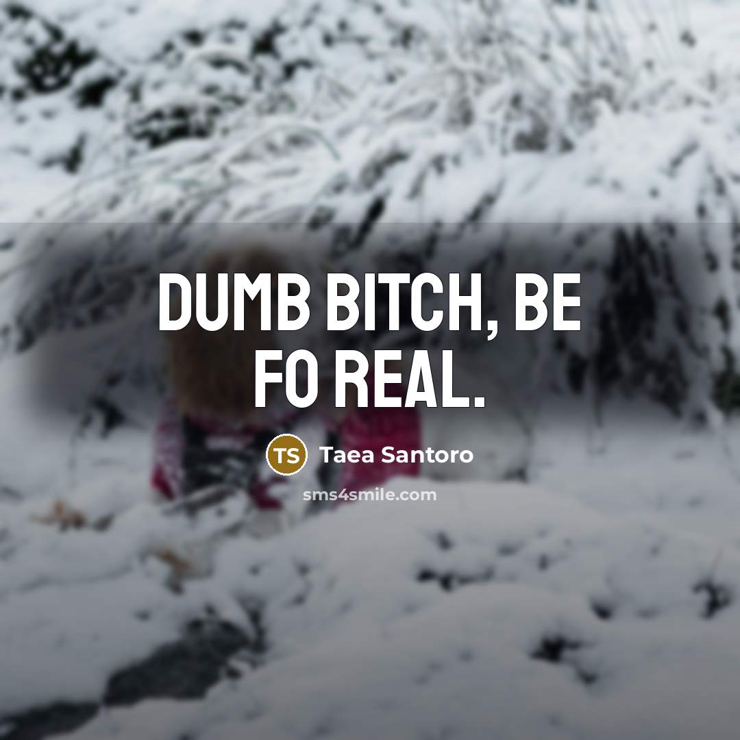 “Dumb bitch, be fo real.” quote by Taea Santoro