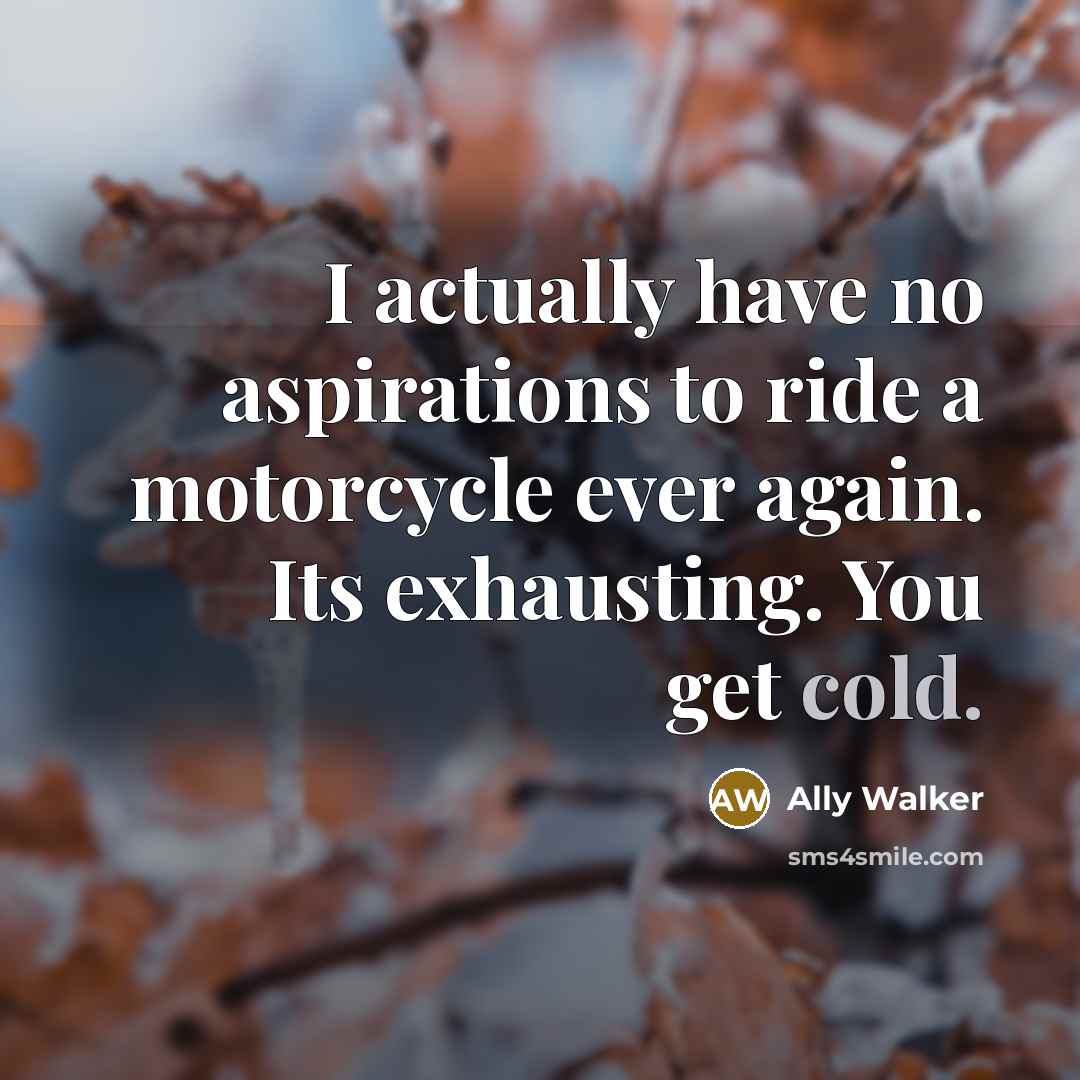 “I actually have no aspirations to ride a motorcycle ever…” quote by Ally Walker