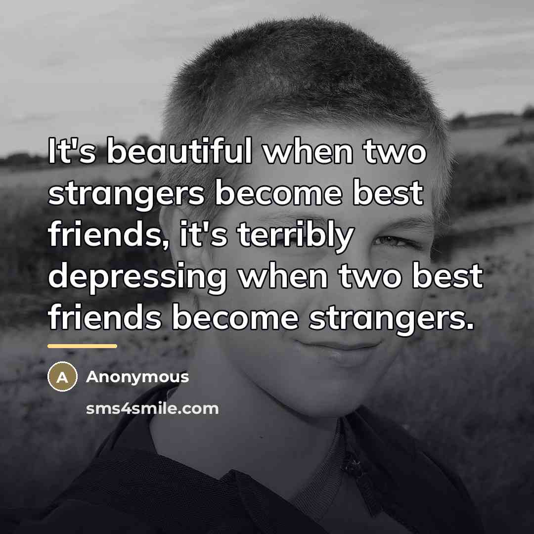 “It's beautiful when two strangers become best friends, it's terribly…” quote by Anonymous
