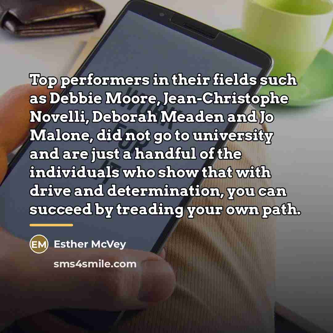 “Top performers in their fields such as Debbie Moore, Jean-Christophe…” quote by Esther McVey