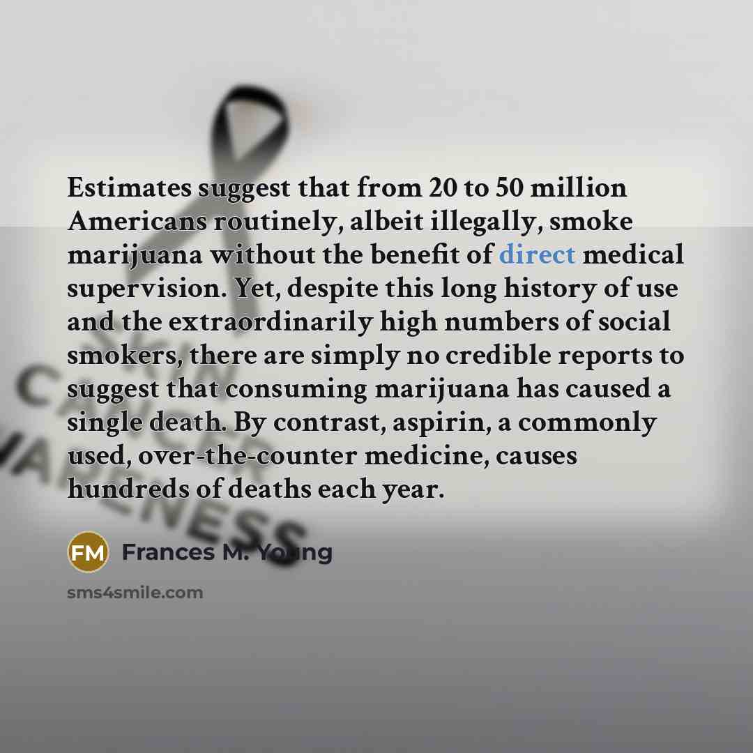 “Estimates suggest that from 20 to 50 million Americans routinely,…” quote by Frances M. Young