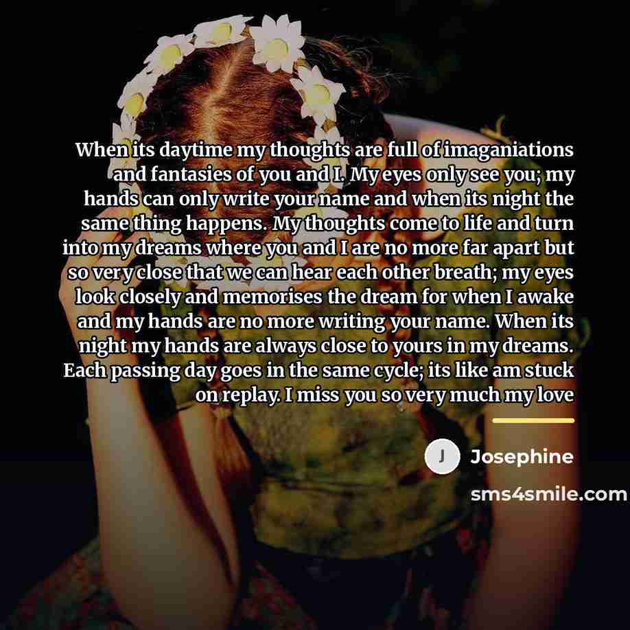 “When its daytime my thoughts are full of imaganiations and…” quote by Josephine