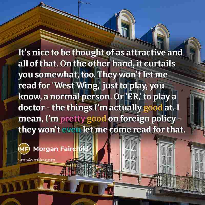“It's nice to be thought of as attractive and all…” quote by Morgan Fairchild