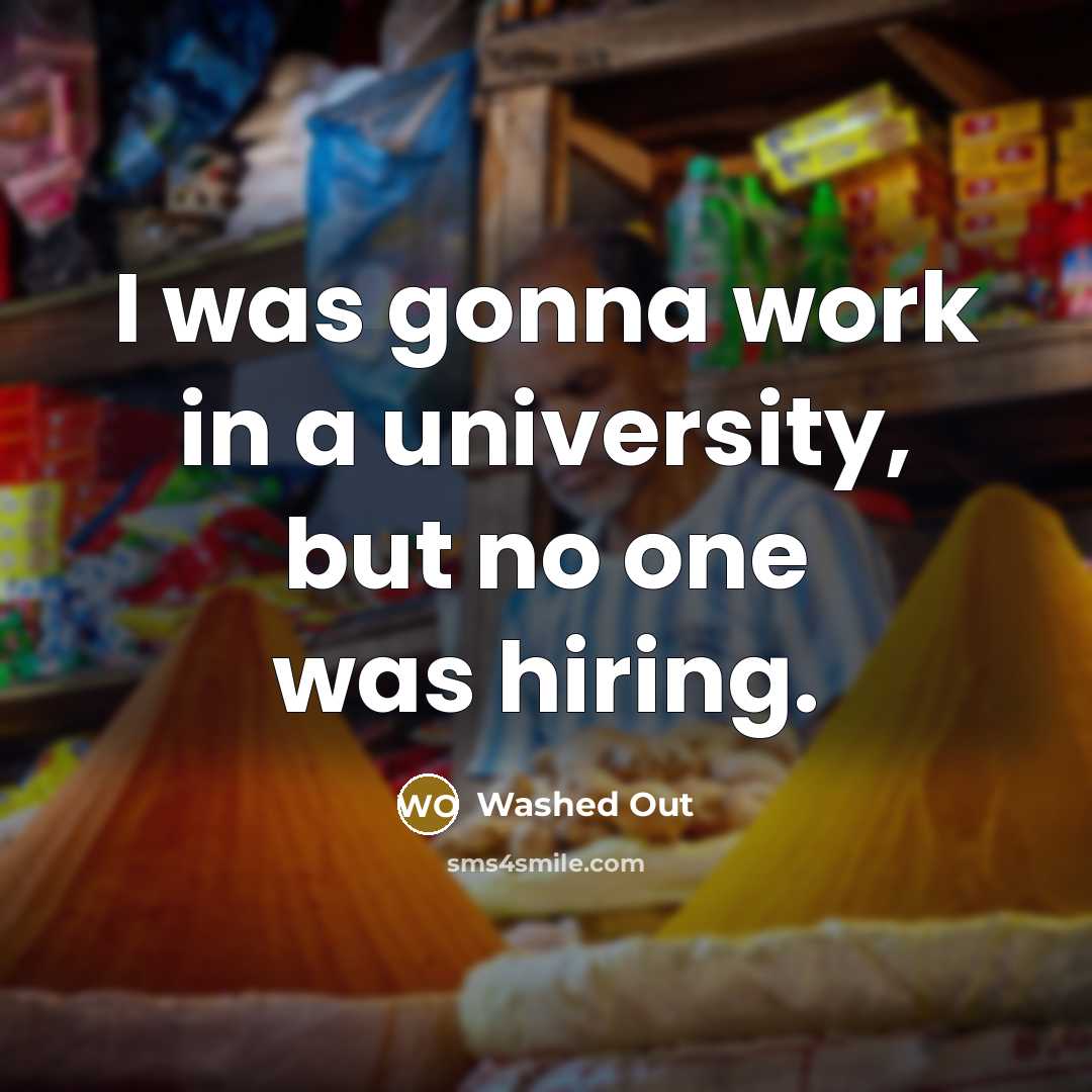 “I was gonna work in a university, but no one…” quote by Washed Out