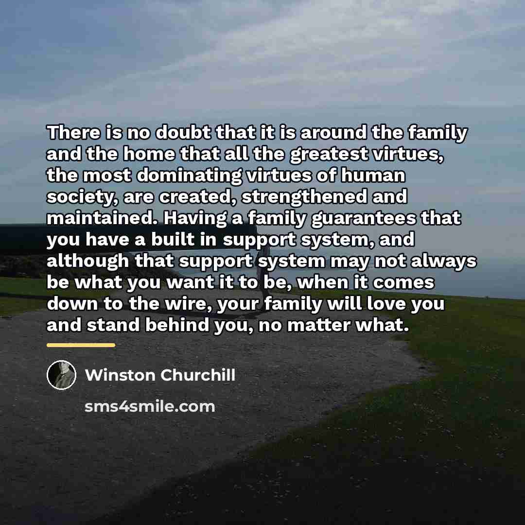 “There is no doubt that it is around the family…” quote by Winston Churchill