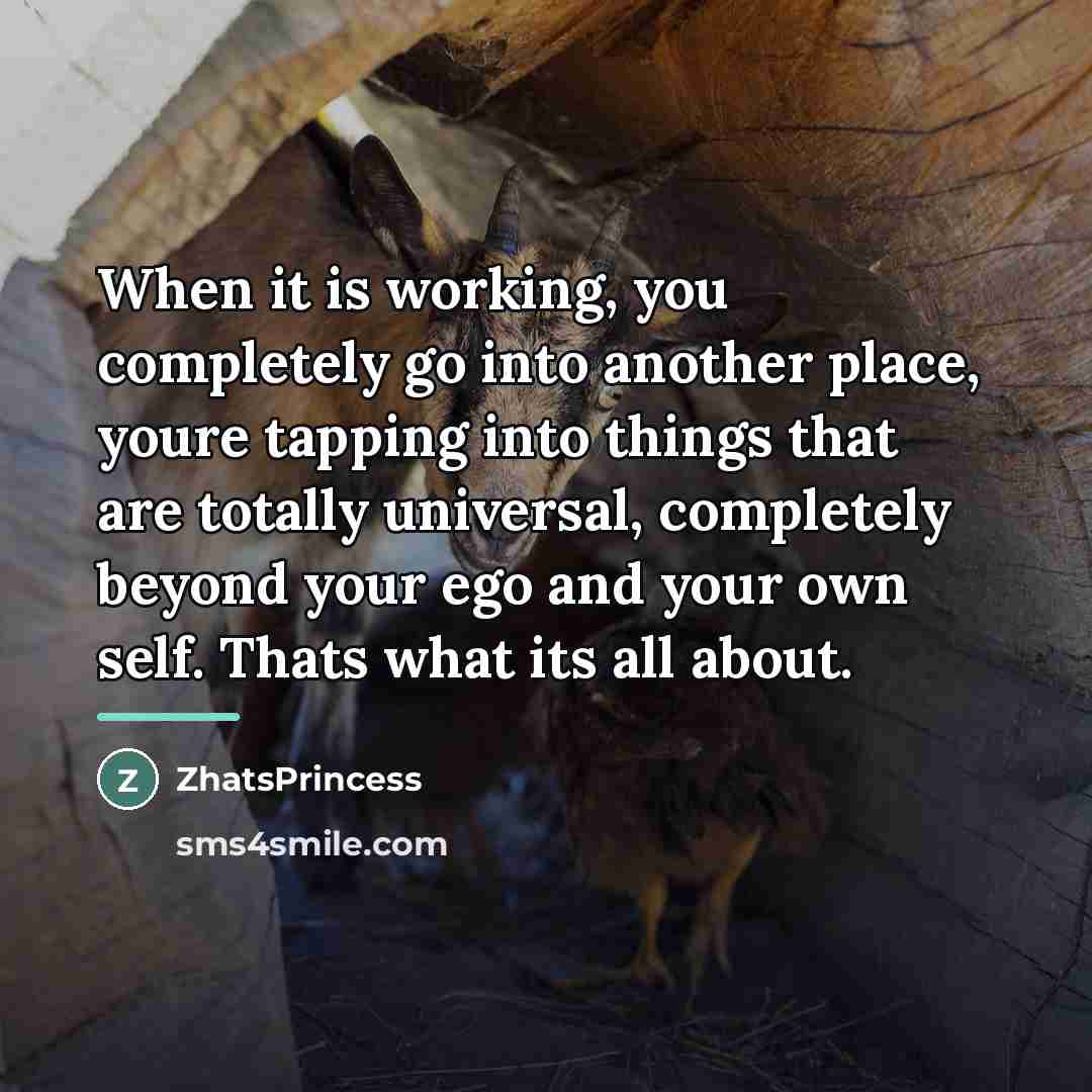 “When it is working, you completely go into another place,…” quote by ZhatsPrincess