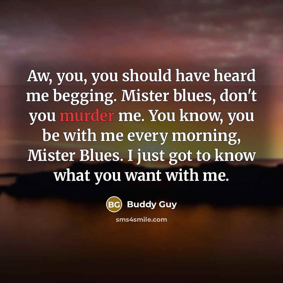 “Aw, you, you should have heard me begging. Mister blues,…” quote by Buddy Guy