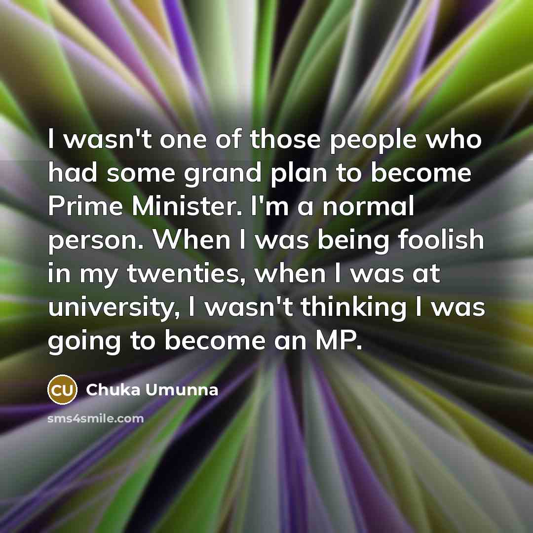 “I wasn't one of those people who had some grand…” quote by Chuka Umunna