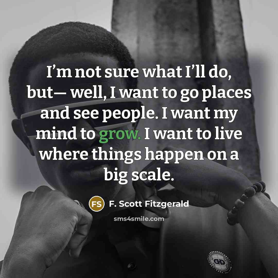 “I’m not sure what I’ll do, but— well, I want…” quote by F. Scott Fitzgerald