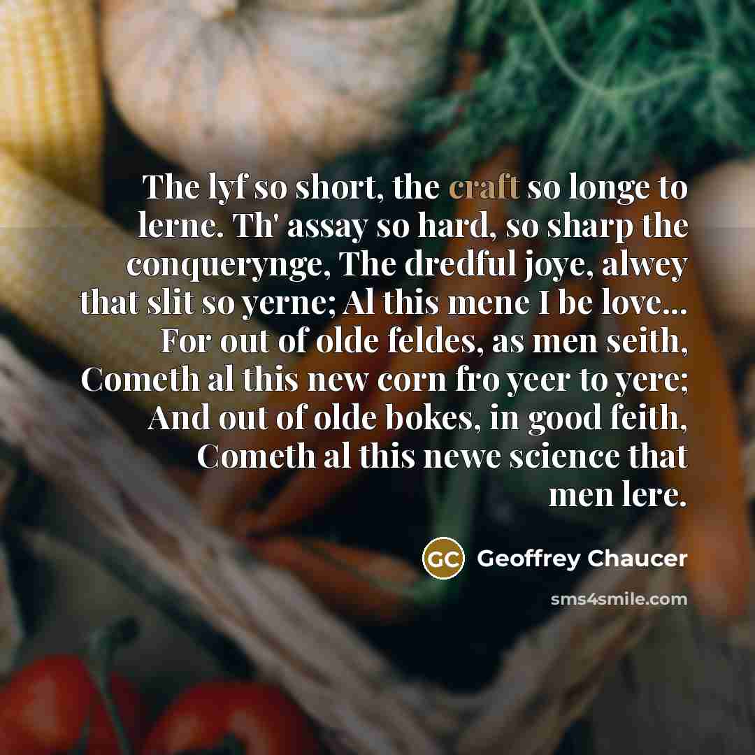 “The lyf so short, the craft so longe to lerne.…” quote by Geoffrey Chaucer