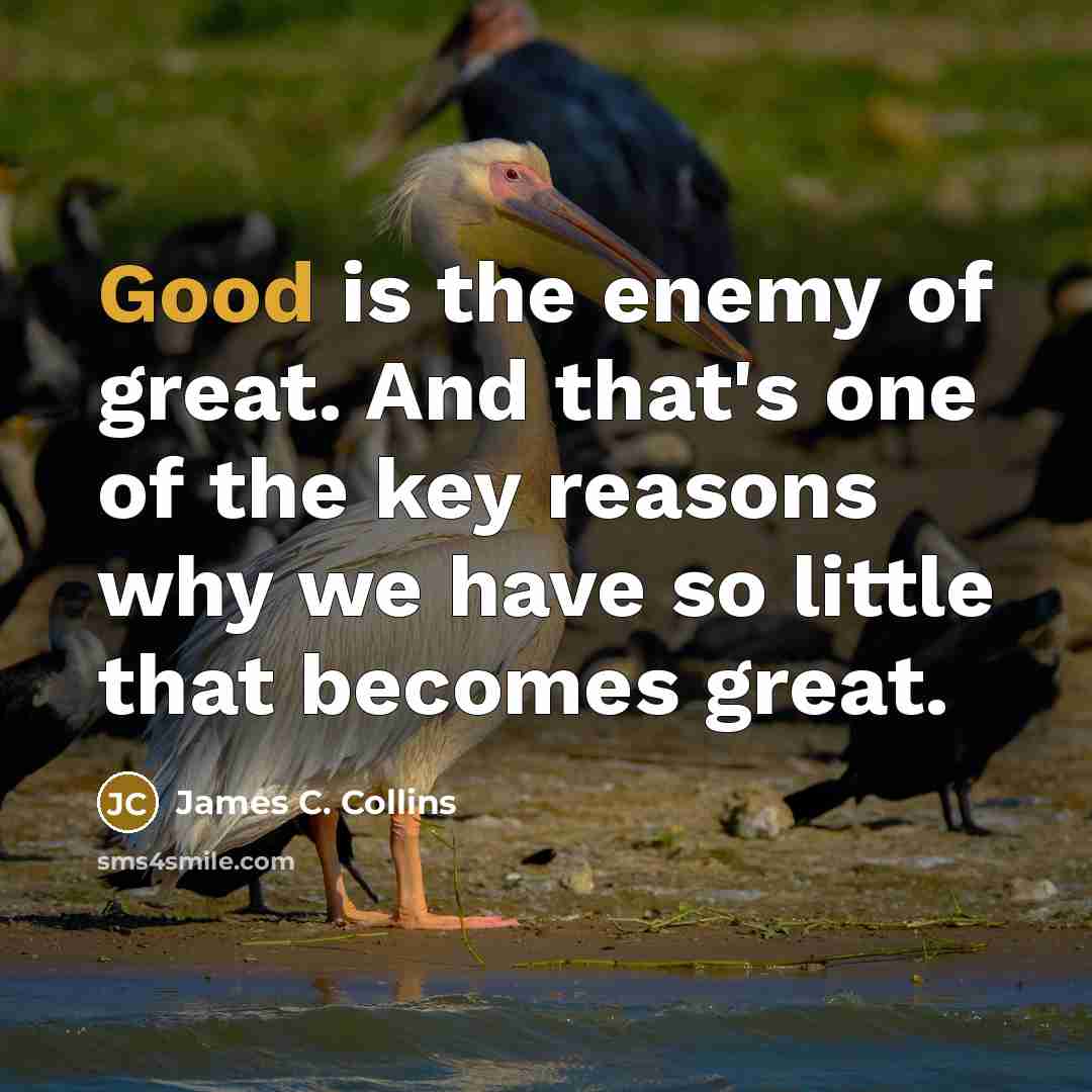 “Good is the enemy of great. And that's one of…” quote by James C. Collins