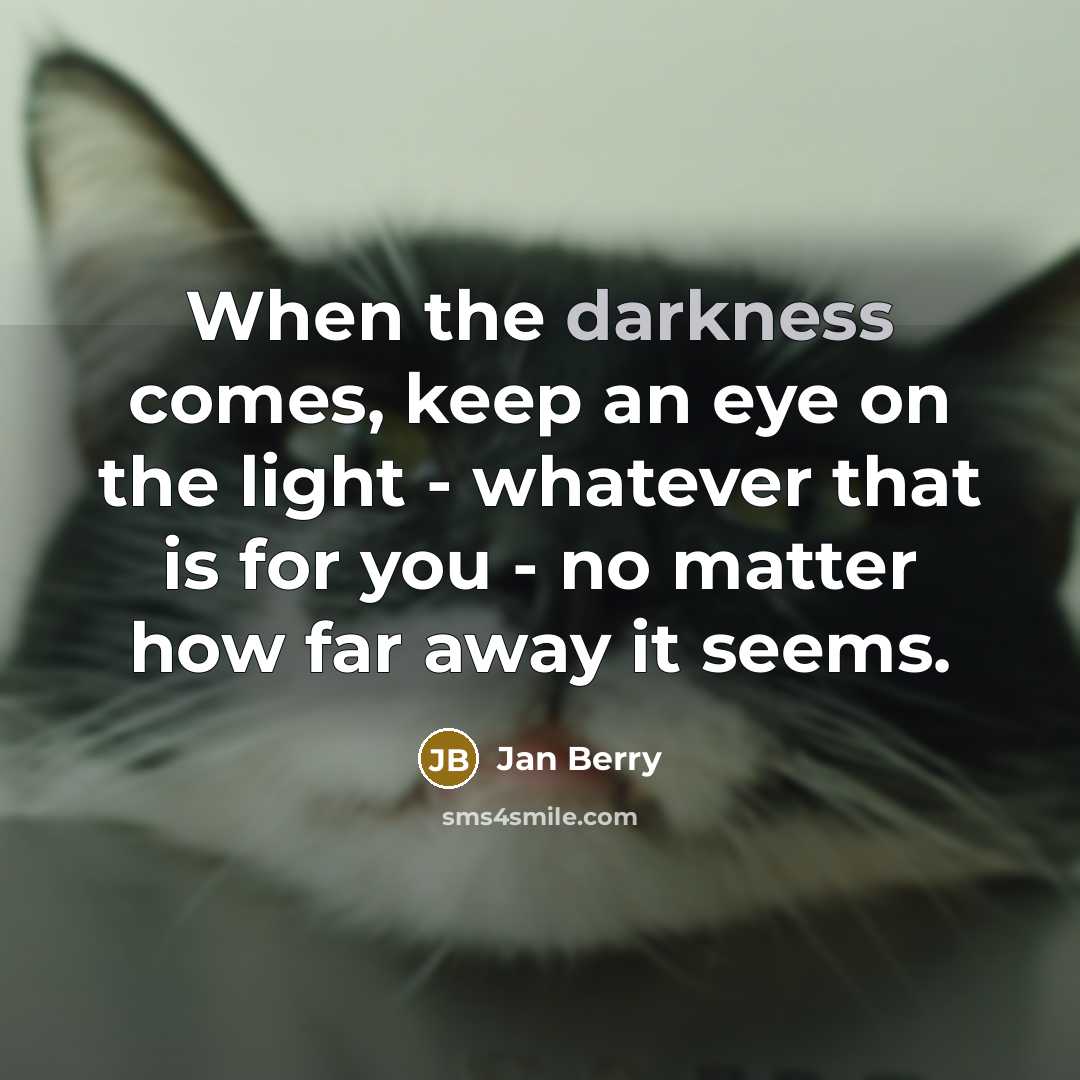 “When the darkness comes, keep an eye on the light…” quote by Jan Berry