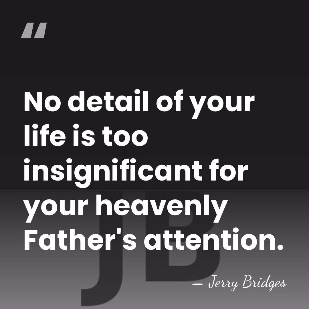 No detail of your life is too insignificant for your heavenly Father's&hellip; - Jerry Bridges