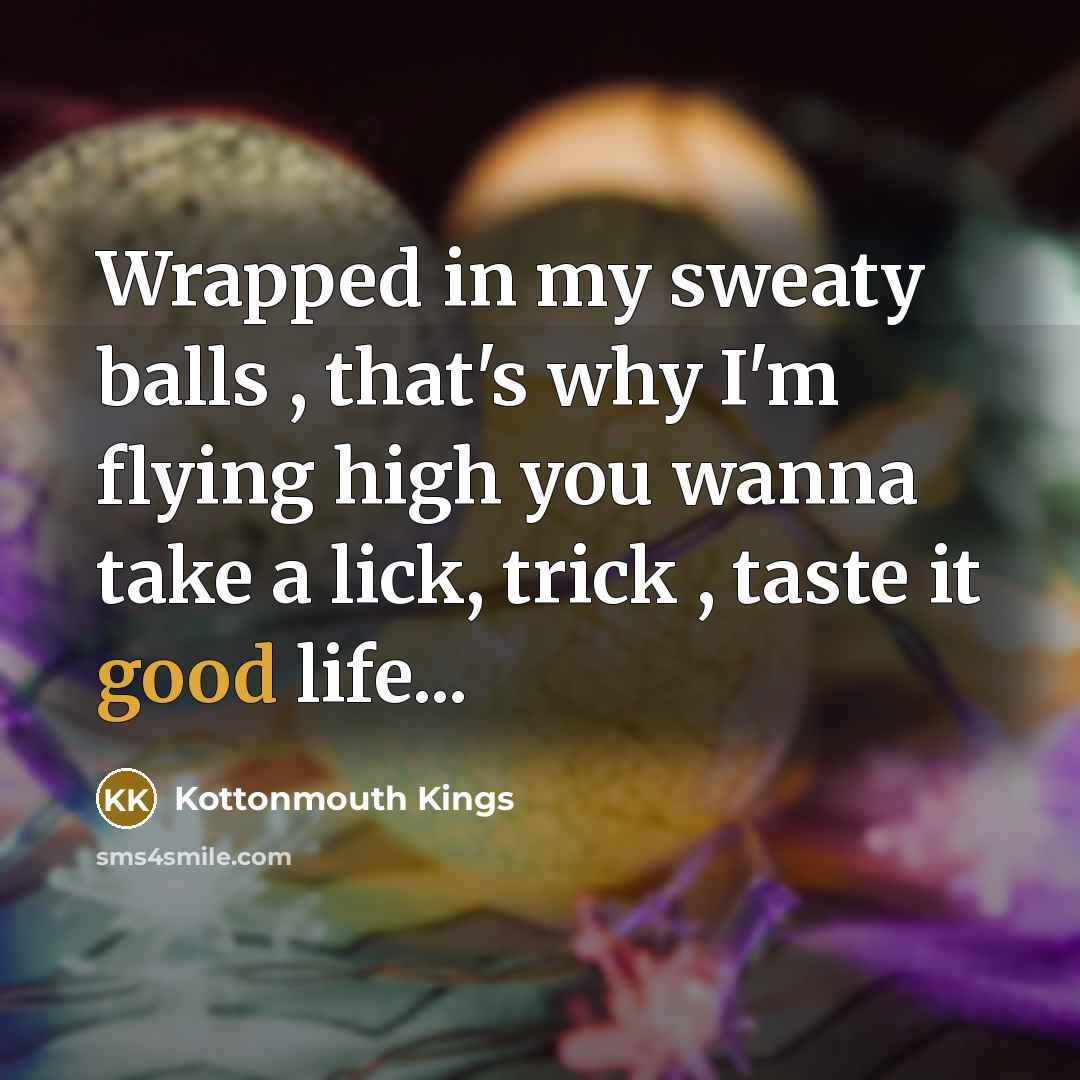 “Wrapped in my sweaty balls , that's why I'm flying…” quote by Kottonmouth Kings