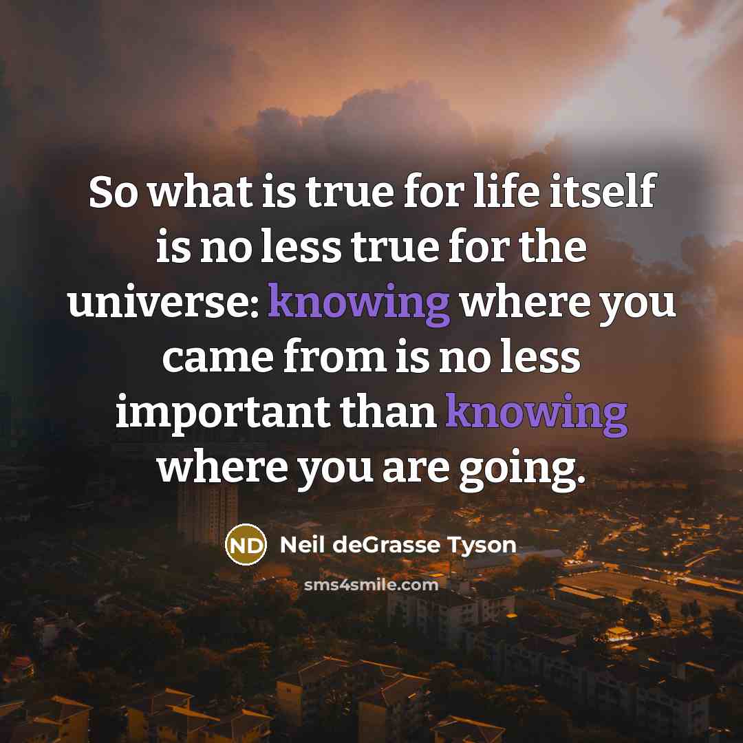 “So what is true for life itself is no less true for the universe: knowing where you came from is no less important than knowing where you are going.” quote by Neil deGrasse Tyson