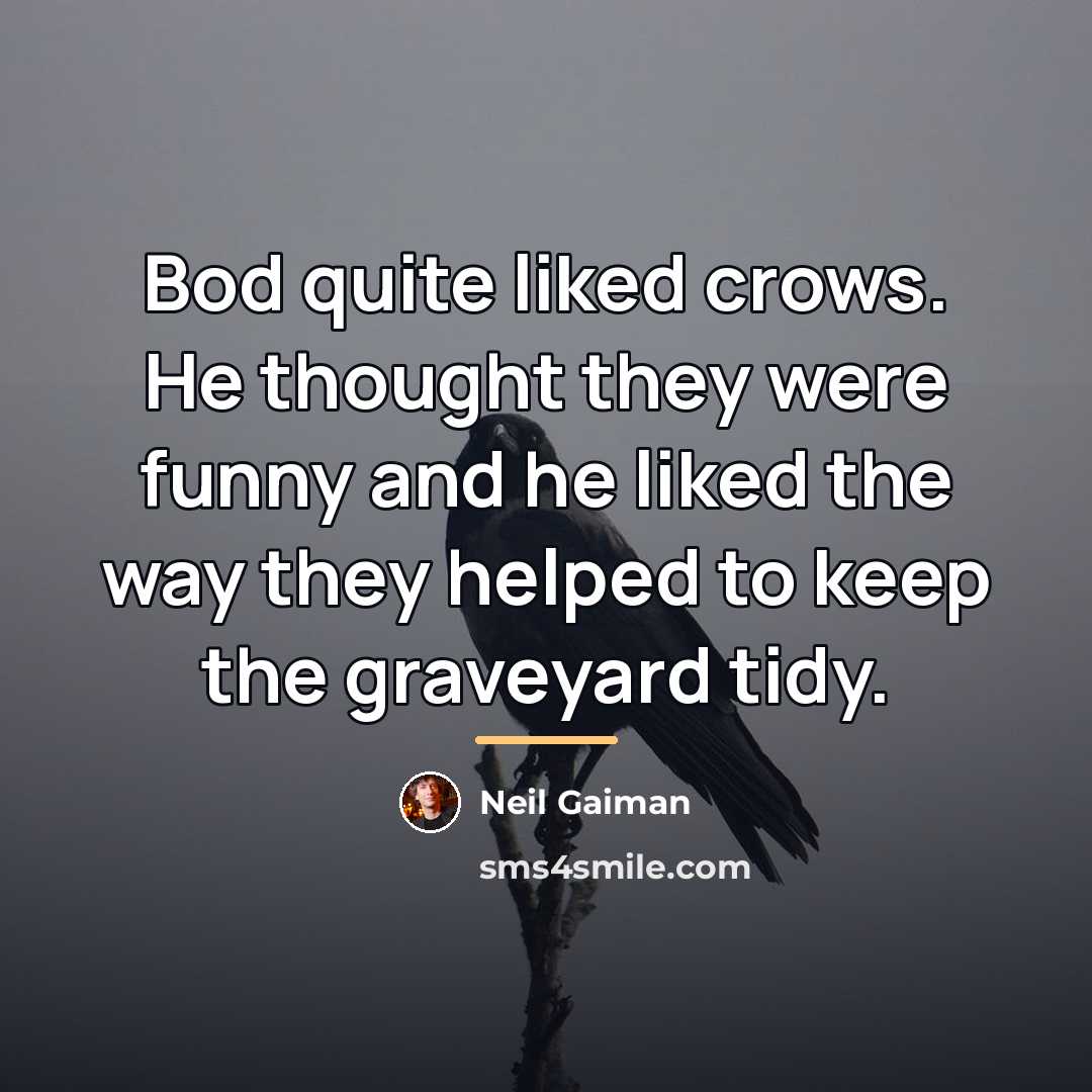 “Bod quite liked crows. He thought they were funny and…” quote by Neil Gaiman