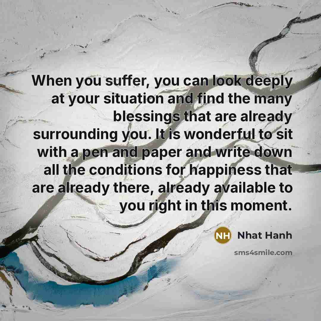 “When you suffer, you can look deeply at your situation…” quote by Nhat Hanh
