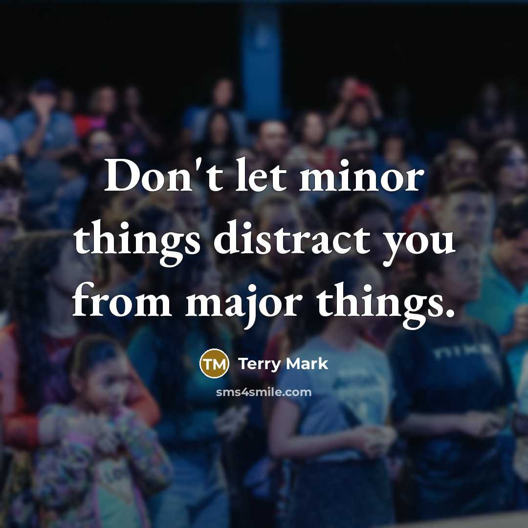 “Don't let minor things distract you from major things.…” quote by Terry Mark
