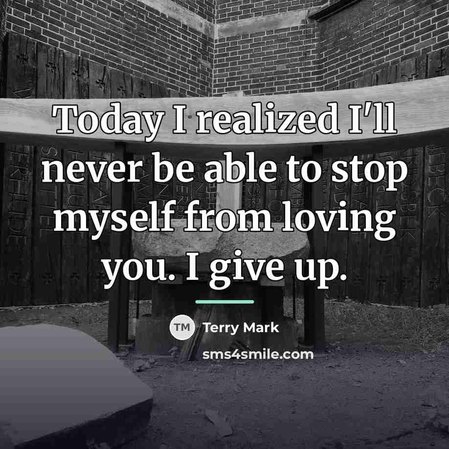 “Today I realized I'll never be able to stop myself…” quote by Terry Mark