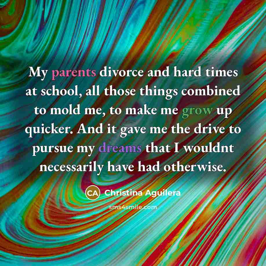 “My parents divorce and hard times at school, all those…” quote by Christina Aguilera