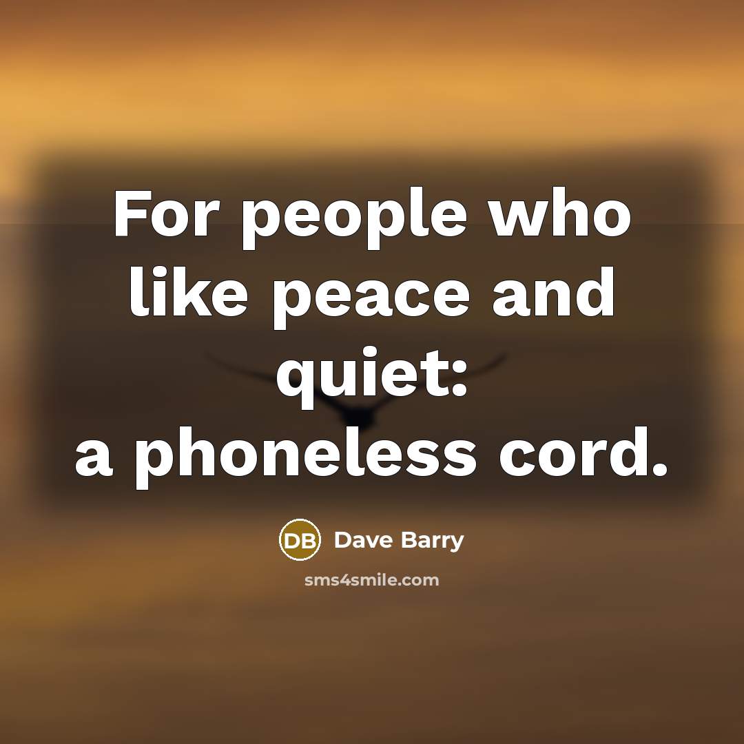 “For people who like peace and quiet: a phoneless cord.…” quote by Dave Barry