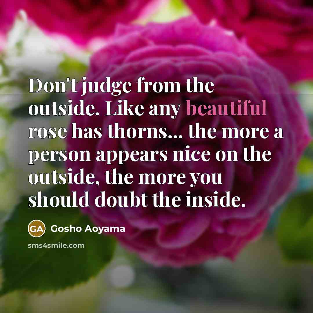 “Don't judge from the outside. Like any beautiful rose has…” quote by Gosho Aoyama