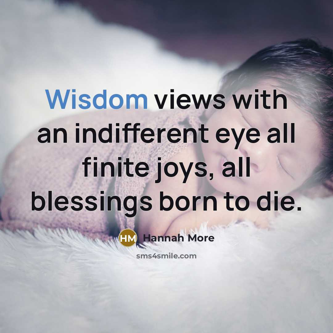 “Wisdom views with an indifferent eye all finite joys, all…” quote by Hannah More