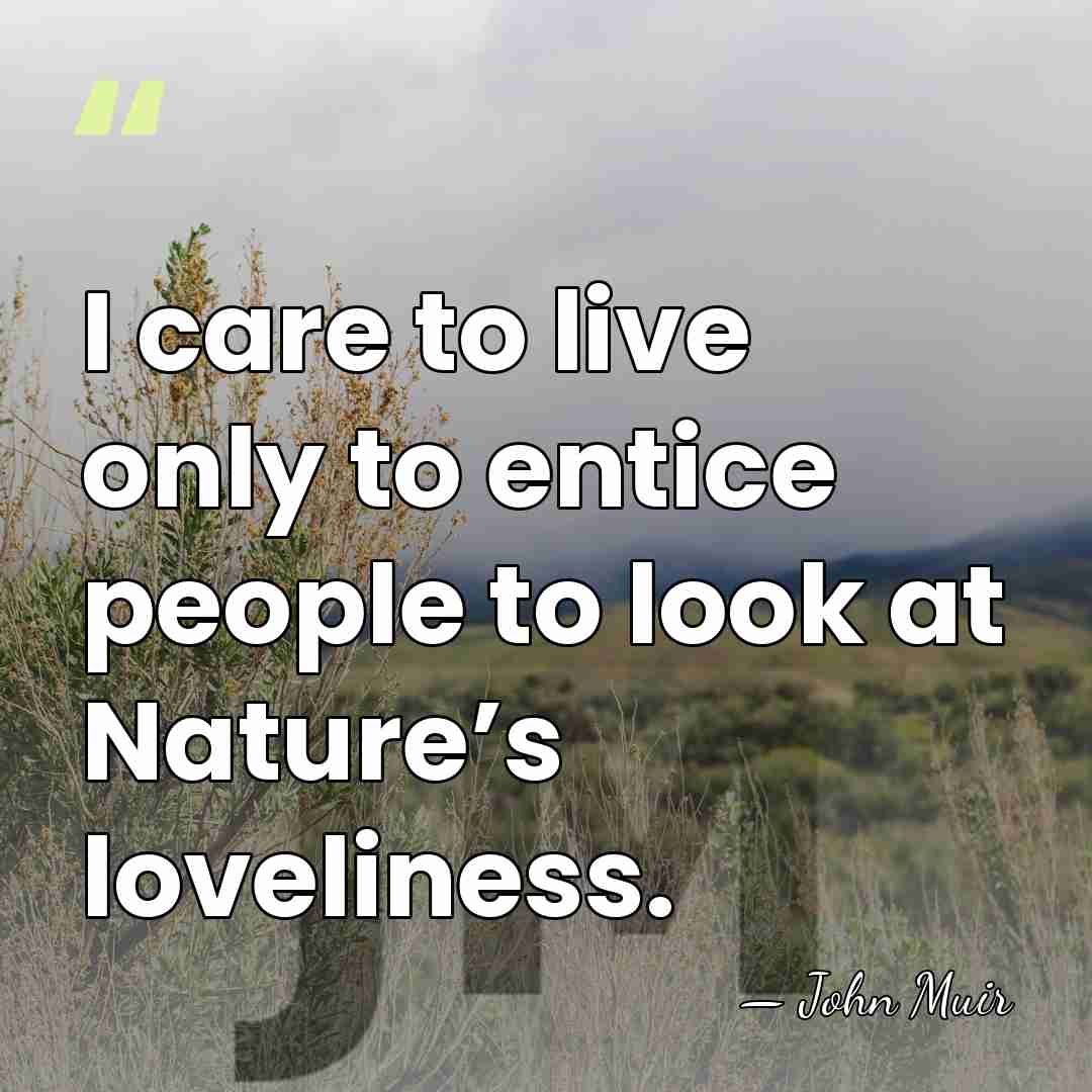 I care to live only to entice people to look at Nature’s&hellip; - John Muir